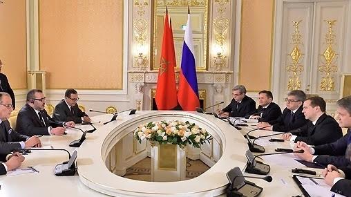 Entretiens entre le roi Mohammed VI et le premier ministre russe Dimitri Medvedev