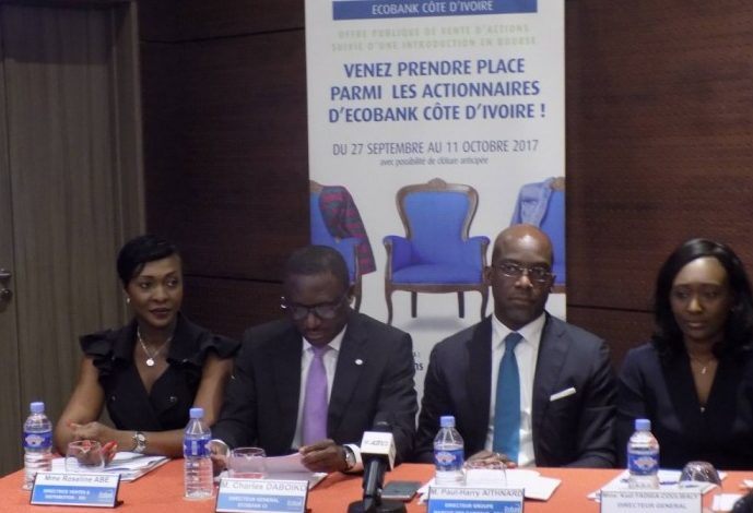 Côte d’Ivoire: Ecobank met en vente 2.250.000 actions au prix unitaire de 20.000 FCFA