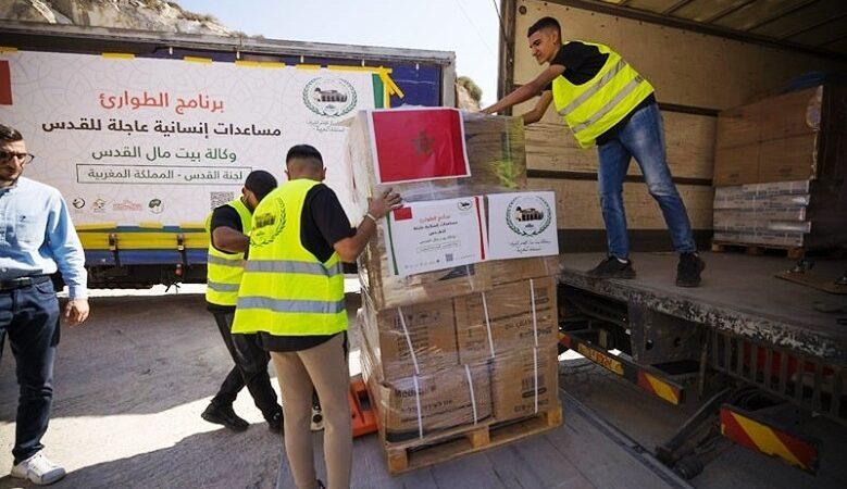 Palestine-Gaza : Distribution à Al-Qods d’une partie de l’aide humanitaire marocaine d’urgence