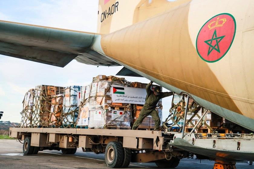 Egypte : Arrivée à El Arich, des avions militaires marocains transportant une aide humanitaire aux Palestiniens de Gaza