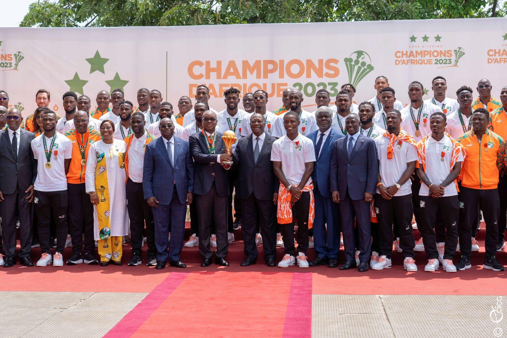 Le président ivoirien, Ouattara exprime la reconnaissance de l’Etat à l’équipe nationale de football, championne de la CAN 2023