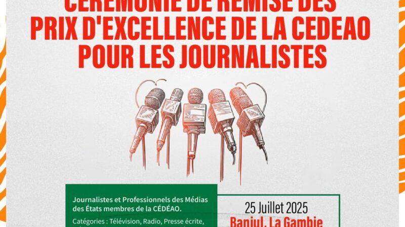 La CEDEAO organise le 25 juillet, la cérémonie de remise de son Prix d’excellence pour les journalistes