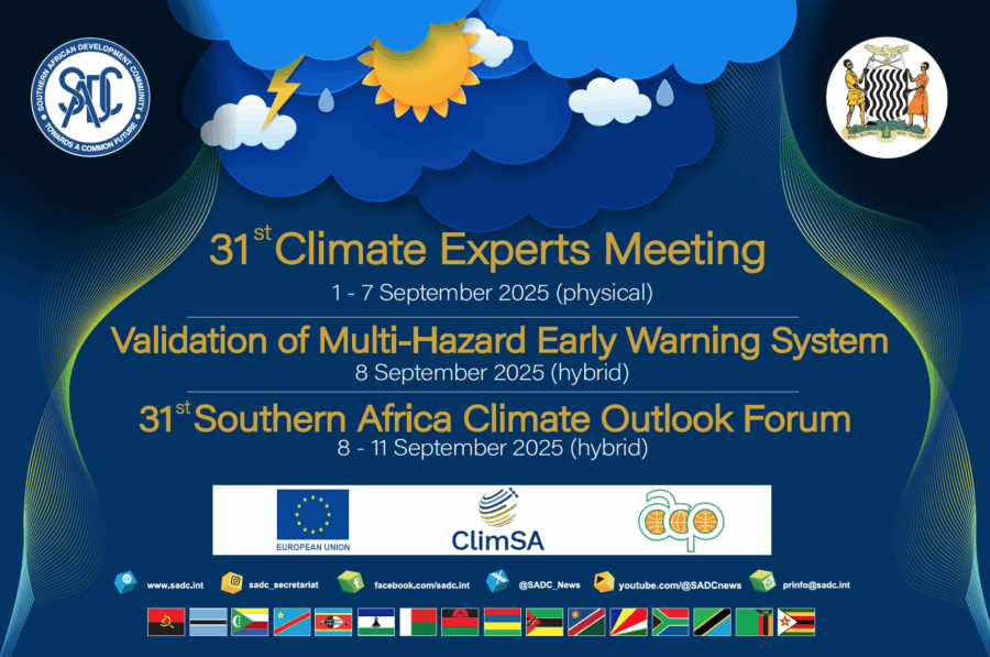 La SADC organise du 8 au 11 septembre à Lusaka, le 31e Forum régional sur les perspectives climatiques pour l’Afrique australe