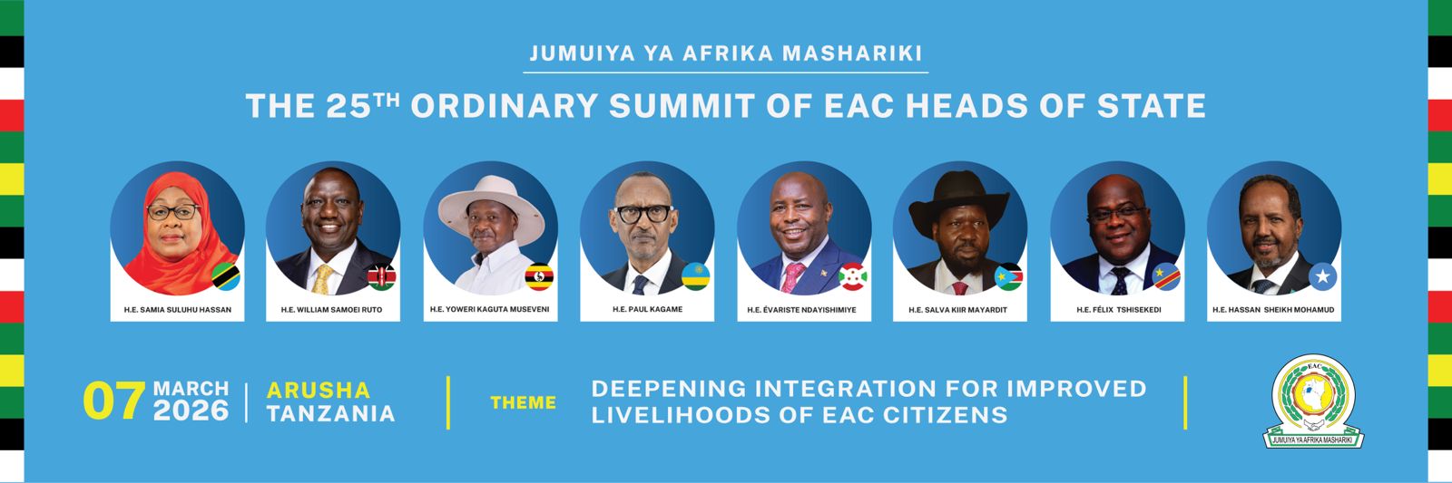 Le 25e Sommet ordinaire des chefs d&rsquo;État de la CAE se tiendra le 7 mars en Tanzanie