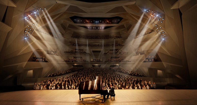 Inauguration du Théâtre Royal de Rabat en présence des princesses Lalla Khadija, Lalla Meryem et Lalla Hasnaa et de Mme Brigitte Macron