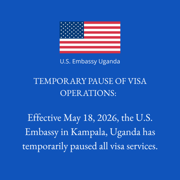 L’ambassade des Etats-Unis en Ouganda suspend temporairement tous ses services de visas, en raison d’Ebola